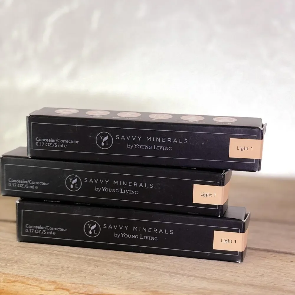 Savvy Minerals Young Living Clean Liquid Concealer Light 1 Makeup Lot of 3 NIB